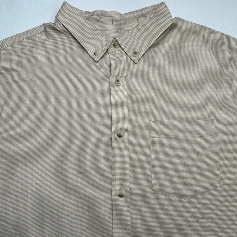 Banana Republic Mens Untucked Fit Cotton Button Down Shirt Tan Size XXL Preppy